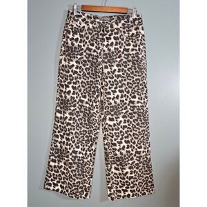 Cali 1850 Brown Animal Print High Rise Wide Leg Denim Jeans Women's 30x30